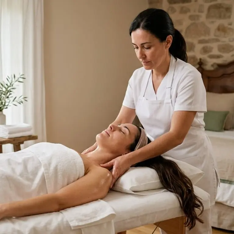 Mujer recibiendo masaje cráneo facial y de cuello relajante en Lanzahita