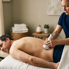 Masaje reductor a domicilio para hombre en sesión doble de 2 horas con trabajo en abdomen, flancos y espalda