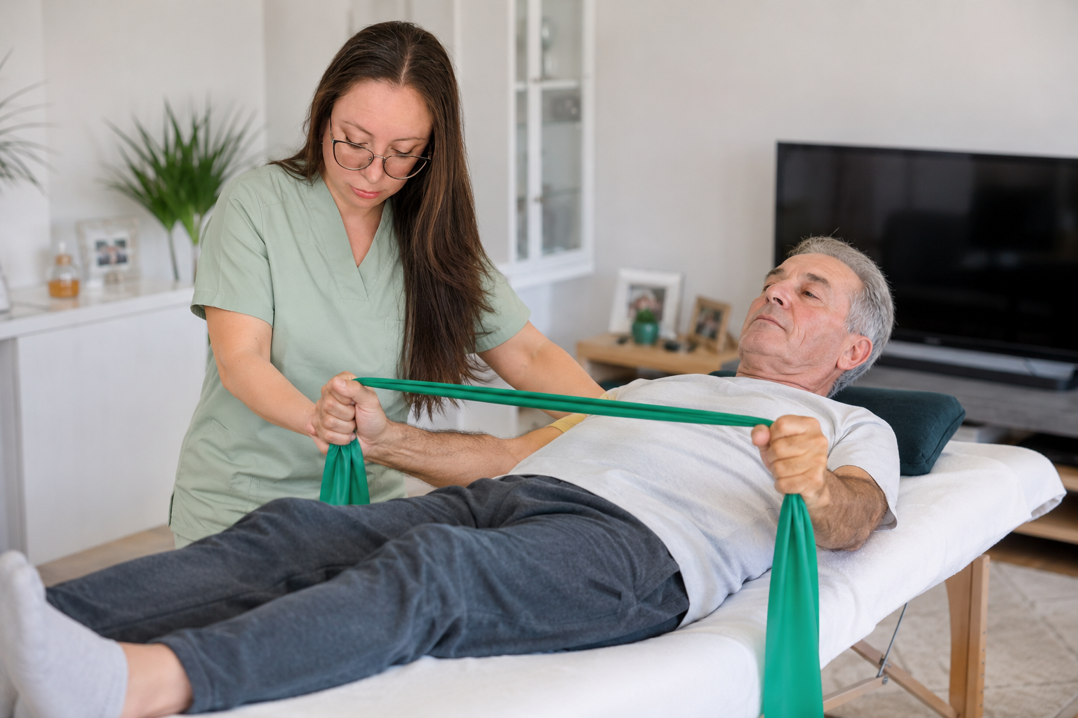 Sesión de fisioterapia a domicilio en el Valle del Tiétar